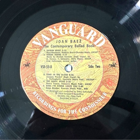 Joan Baez The Contemporary Ballad Book Vangard VSD-49-B Double LP Vinyl Record - Picture 5 of 16